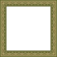 square gold with green border, frame, Pompeii. Rectangle Neopolitan ornament. Ancient Rome vector