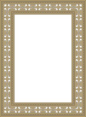 square gold and black ancient Russian ornament. Slavic rectangle, frame