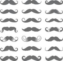 Collection of Gray Mustache Silhouettes Various Styles and Shapes Set of Grey Moustache Icons Isolated on White Background vector