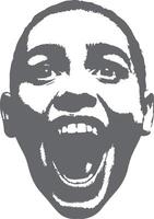 Gray Scale Silhouette of a Childs Face Open Mouth Wide Grinning Teeth Visible grayscale vector