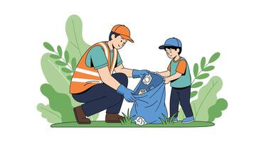 The Importance of Cleaning Environment with Children and Keeping Environment Clean Together Today vector