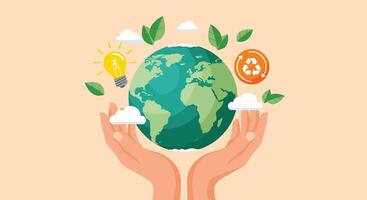 Sustainable Living Protecting Our Planet Through Eco Friendly Practices For Future Generation vector
