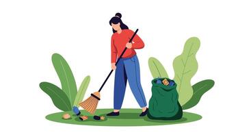 Cleaning Up The Environment Volunteering In The Park To Pick Up Trash vector