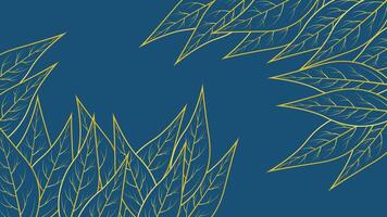 Stylish golden leaf background with fine line art on deep blue surface ideal for luxury themes and decor vector