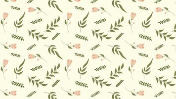 floral pattern with green leaves and soft flowers on cream background perfect for prints vector