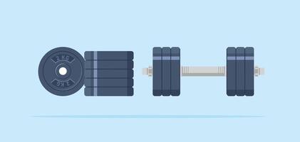illustration of a set of barbell or dumbbell weights in various shapes and sizes. design for gym, bodybuilding or sport vector