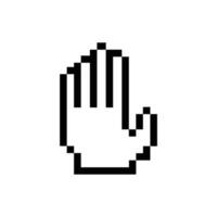 illustration of open palm showing 5 fingers in pixel style, stop symbol, greeting sign vector