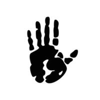 illustration of open palm showing handprint in silhouette, stop symbol, greeting sign vector
