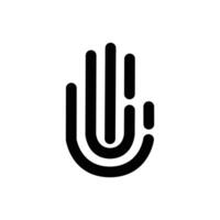 illustration of open hand logo showing 5 fingers in line art style, stop symbol, greeting sign vector