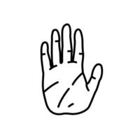 illustration of open palm showing 5 fingers in minimalist monoline, stop symbol, greeting sign vector