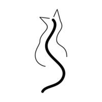 Elegant line drawing of a cat silhouette showcasing graceful curves and minimalistic design elements vector
