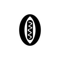 Unique black and white design featuring an oval shape with a wavy line representing food item, hot dog vector