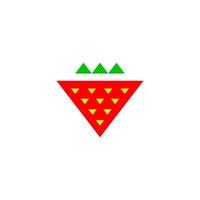Colorful strawberry logo featuring a green mountain design suitable for agriculture or fruit-related branding vector