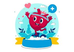 Flat Cartoon for World Heart Day Raising Awareness of Heart Health and Prevention vector