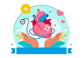 World Heart Day Illustration with Medical Elements, Healthy Heart Symbol, and Educational Message vector