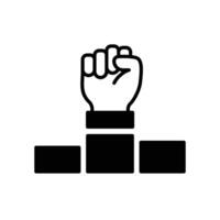 Competitive advantage icon with winner podium and fist vector