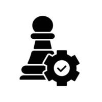 Tactical execution icon with chess pawn and cogwheel vector