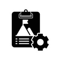 Goal setting icon with mountain peak, clipboard and cogwheel vector