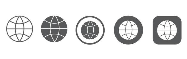 Website icons for web and app UI, globe icons vector