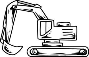 Front loader cartoon outline drawing vector