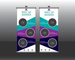Roll up banner stand design template, Rectangle design vector