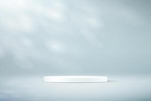 White and gray background 3d with podium. Empty room with shadow leaves. Space for selling products on the website. illustration. vector