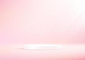 Pink studio room background. Pink background 3d with white podium. Empty room with light effect. Space for selling products on the website. illustration. vector