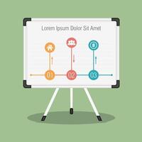 Whiteboard with chart, flat design vector