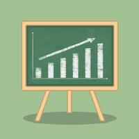 Hand drawn bar graph on blackboard, flat design vector