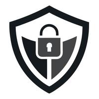 Security shield icon with padlock data protection symbol vector