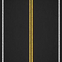 Asphalt road with double yellow line, top view vector
