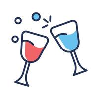 Visually appealing flat outline icon showing wine cheers vector