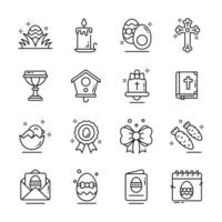 Handy set of easter day accessories outline icons, easy to edit vector