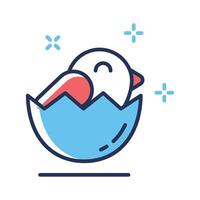 Latest flat outline icon showing egg hatching chick vector