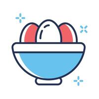 A customizable flat outline icon of egg bowl vector