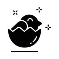 Latest glyph icon showing egg hatching chick vector