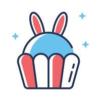 Check this cute easter cupcake with bunny ears, flat outline icon vector
