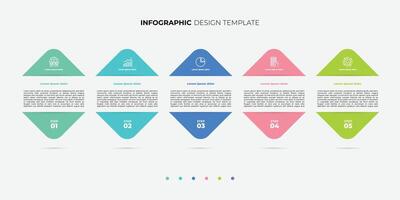 5 process infographic middle shape design template. Planning, Marketing, Strategy and Business presentation vector
