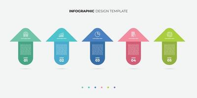 Arrow up 5 process infographic design template. Planning, Marketing, Strategy and Business presentation vector