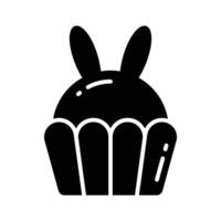 Check this cute easter cupcake with bunny ears, glyph icon vector