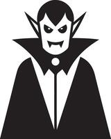 Simple black and white silhouette of a classic vampire with fangs for halloween designs vector