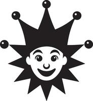 illustration of a smiling jester face in a classic decorative crown vector