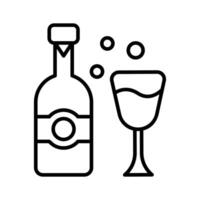 A outline icon denoting wine bottle with a flute glass vector