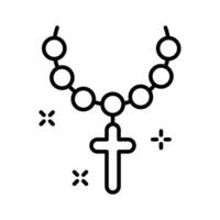 Here is a outline icon of cross necklace with beads vector