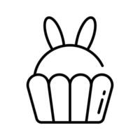 Check this cute easter cupcake with bunny ears, outline icon vector