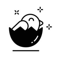 Latest glyph icon showing egg hatching chick. vector