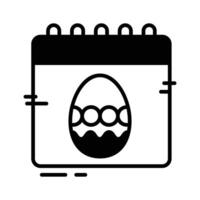 Easter day calendar icon designed in glyph style. vector