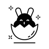 Bunny egg hatching icon designed in glyph style. vector