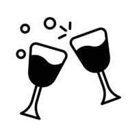 Visually appealing glyph icon showing wine cheers. vector
