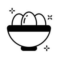 A customizable glyph icon of egg bowl. vector
